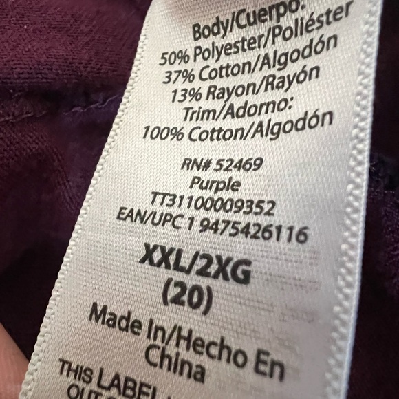 Time & Tru XXL (20) Purple Ruffle Casual Tank Top Layering Embroidered - Picture 7 of 8